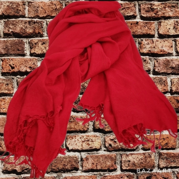 Holiday Red Scarf/ Shaw/ Soft/ Unisex One Size - Picture 6 of 6